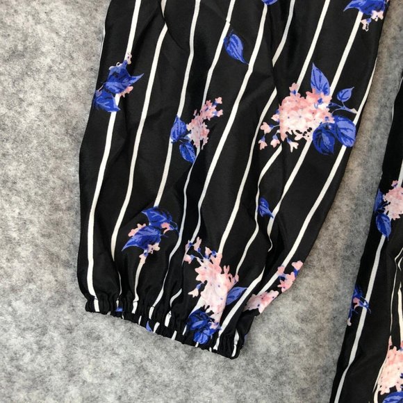 Maison Jules Dress S Striped Floral Black Shirtdress Above Knee Long Sleeve - Picture 2 of 12